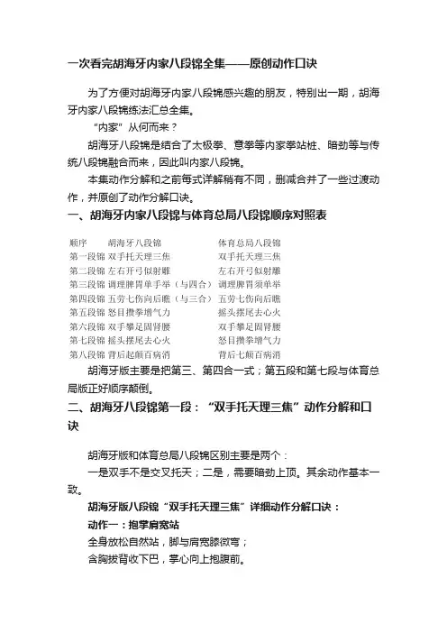 一次看完胡海牙内家八段锦全集——原创动作口诀