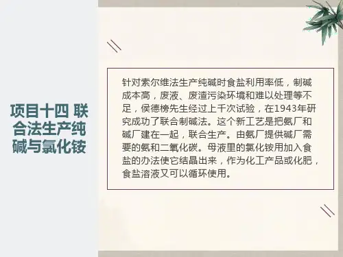 项目十四联合法生产纯碱与氯化铵