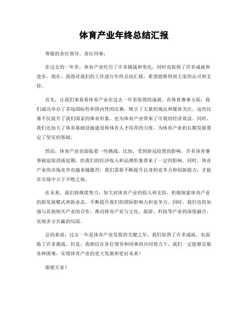 体育产业年终总结汇报