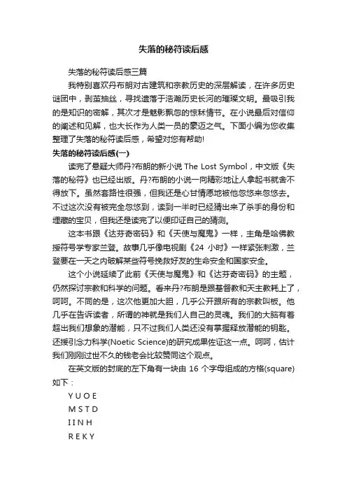 失落的秘符读后感