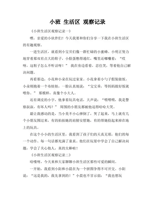 小班 生活区 观察记录