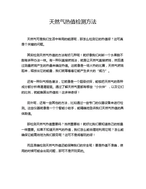 天然气热值检测方法