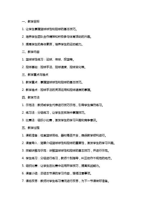 《篮球球性、控球基础》教案
