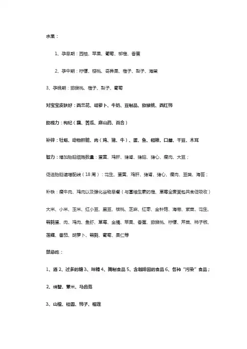 孕妇饮食宜忌食品(全)
