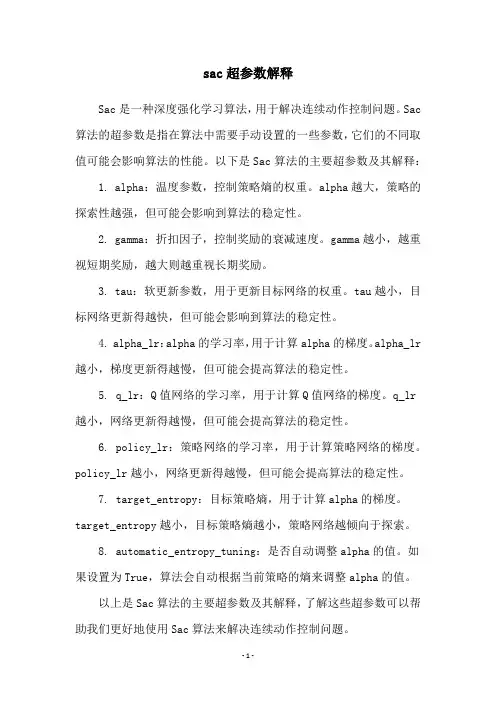 sac超参数解释
