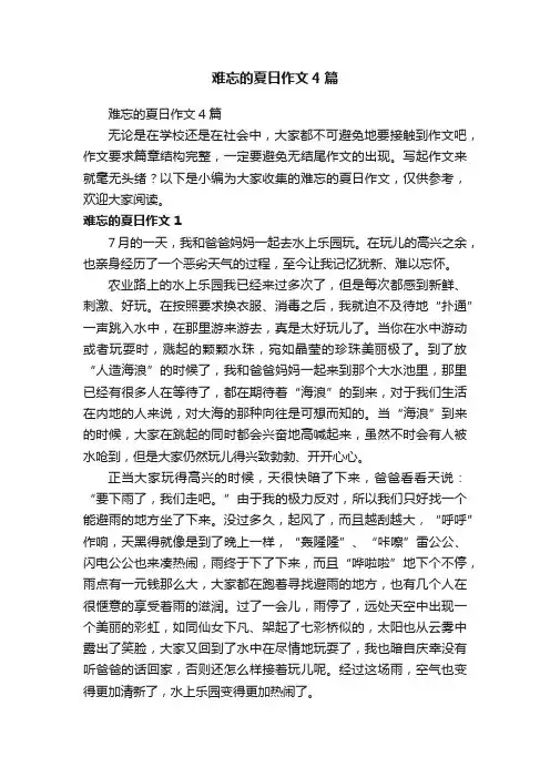 难忘的夏日作文4篇