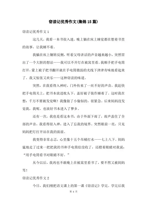 窃读记优秀作文(集锦15篇)