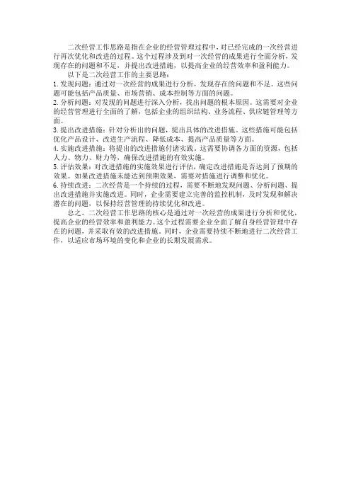 二次经营工作思路