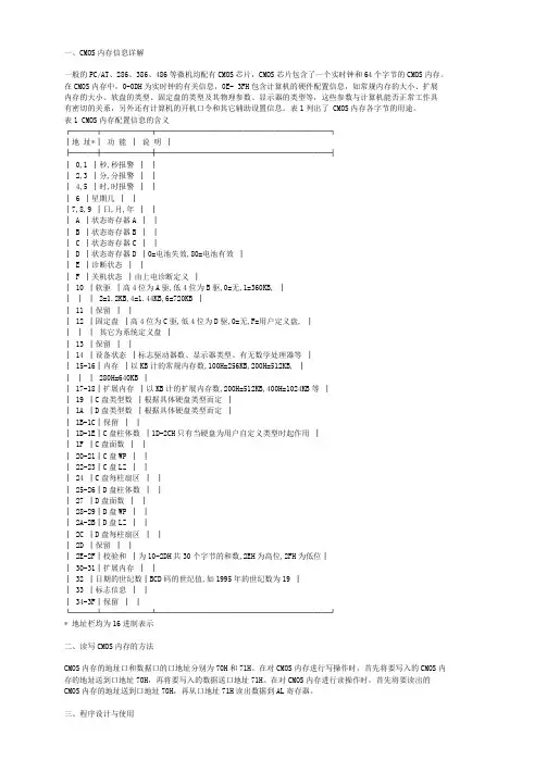 CMOS内存的读写和修改