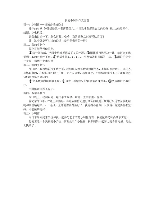 我的小制作作文五篇