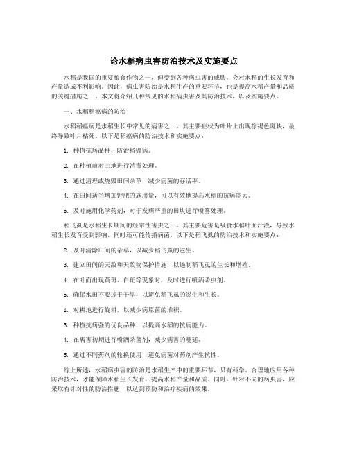 论水稻病虫害防治技术及实施要点