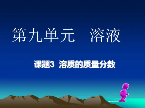 最新人教版九年级化学下册9-3《溶液的浓度》精品课件
