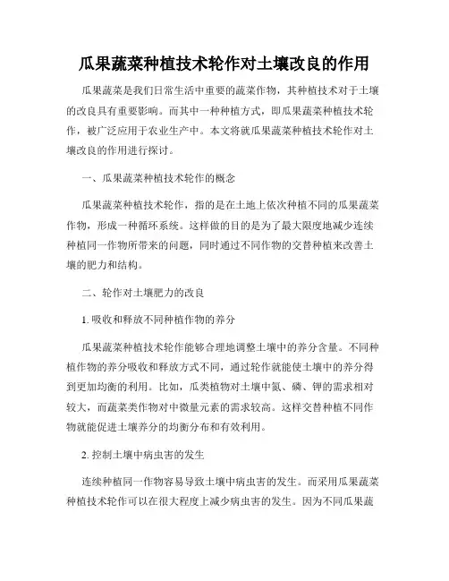 瓜果蔬菜种植技术轮作对土壤改良的作用