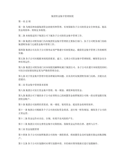 集团资金集中管理制度