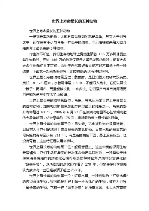 世界上寿命最长的五种动物