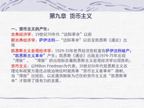 第九章--货币主义(复旦大学-高鸿业等教材)(2024版)