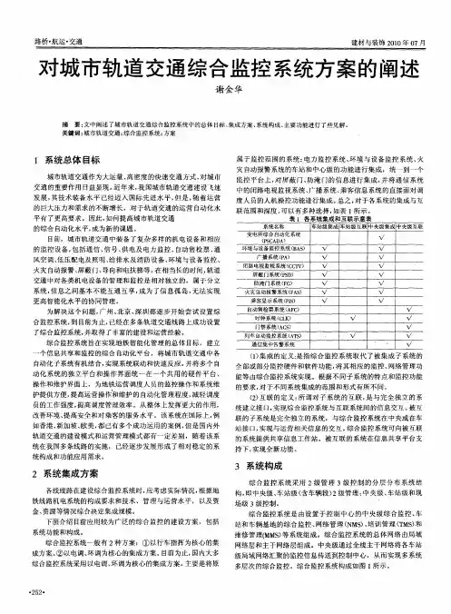 对城市轨道交通综合监控系统方案的阐述