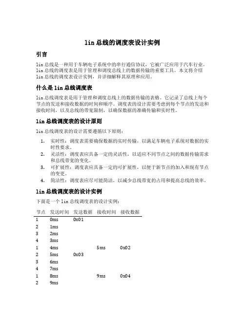 lin总线的调度表设计实例