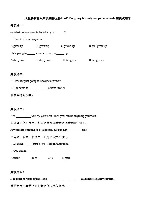 人教新目标八年级英语上册Unit6 I'm going to study computer schools.知识点练习