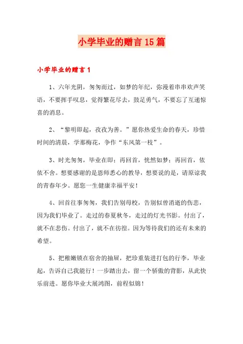 小学毕业的赠言15篇