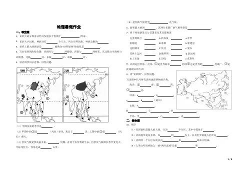 地理暑假作业