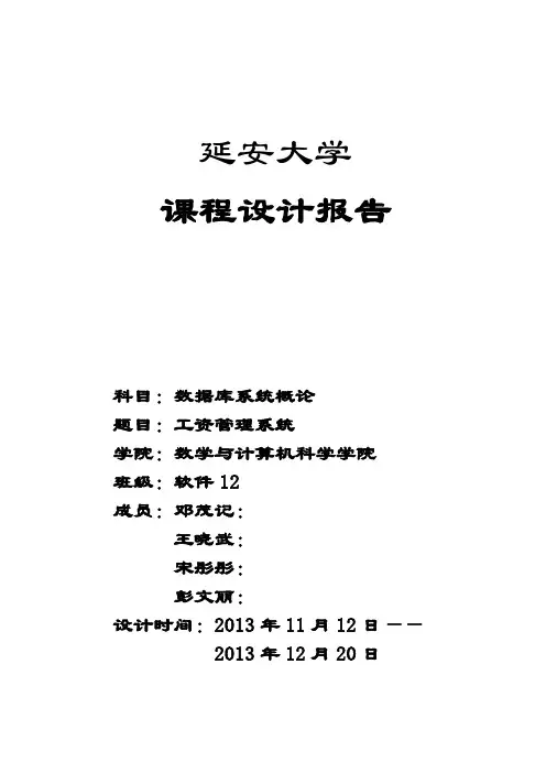 工资管理系统设计报告模板