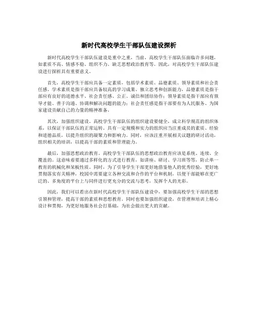 新时代高校学生干部队伍建设探析