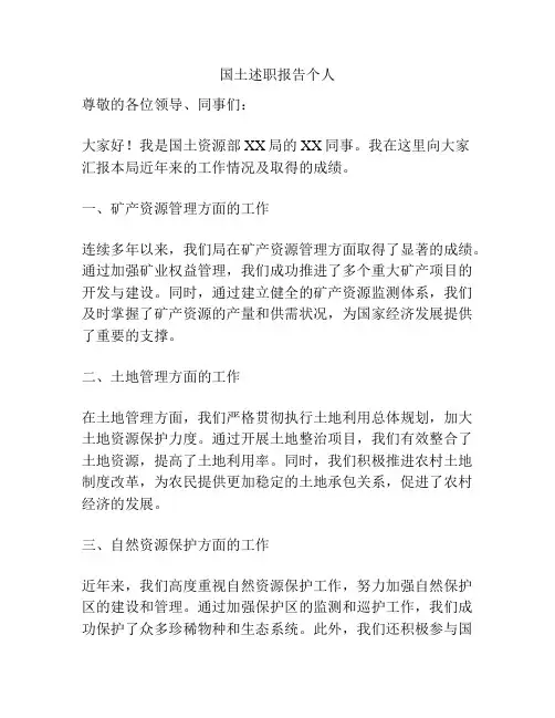 国土述职报告个人