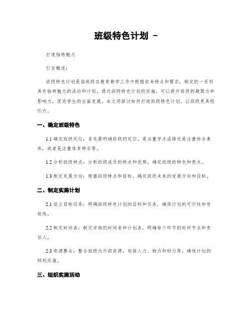 班级特色计划 -