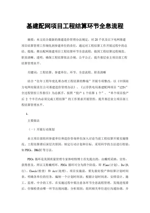 基建配网项目工程结算环节全息流程