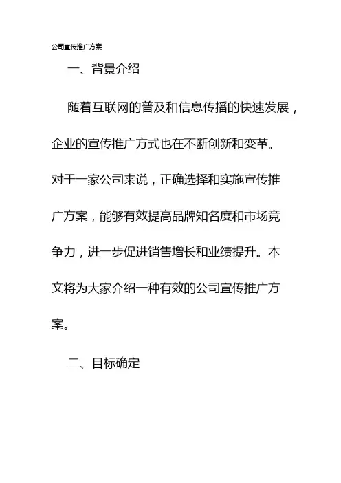 公司宣传推广方案