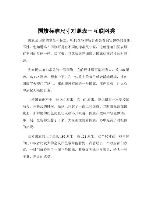 国旗标准尺寸对照表-互联网类