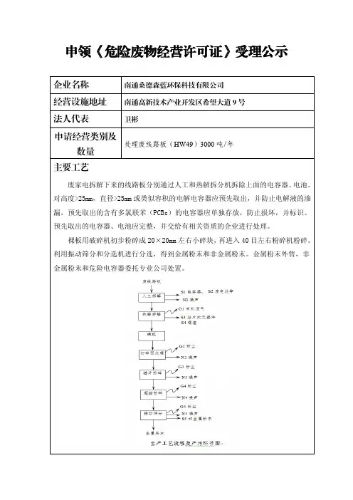 申领危险废物经营许可证受理公示