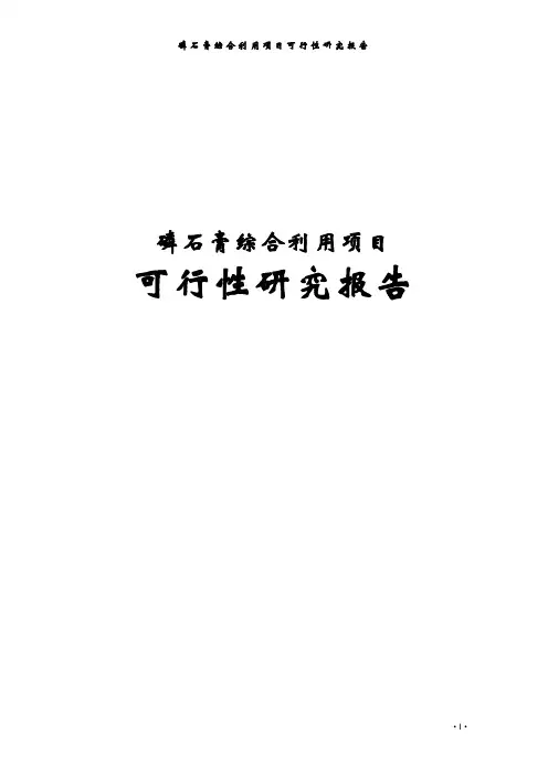 磷石膏综合利用项目可行性研究报告