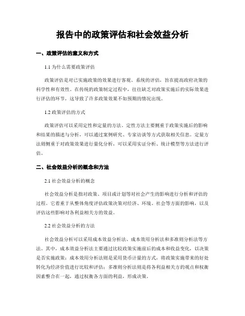 报告中的政策评估和社会效益分析