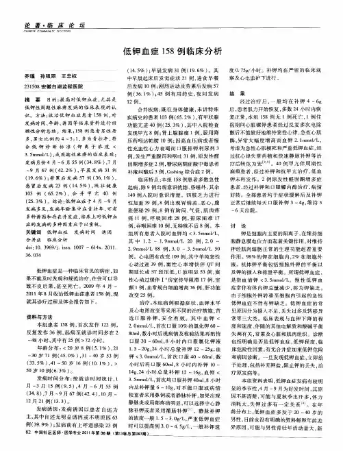 低钾血症158例临床分析