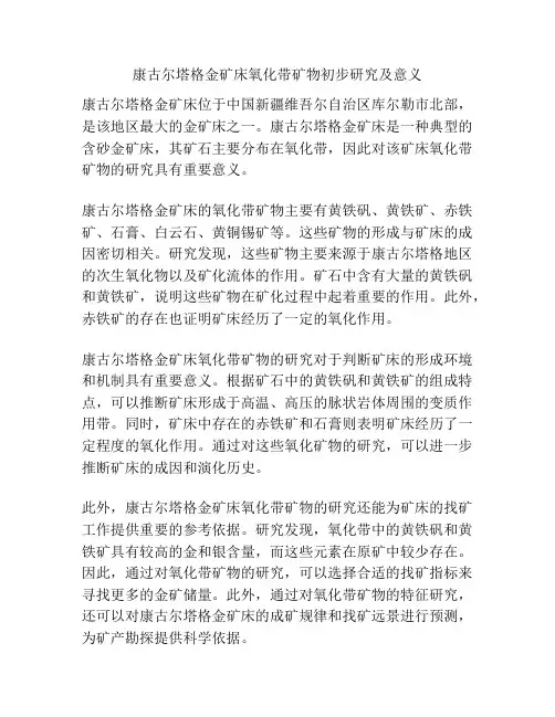 康古尔塔格金矿床氧化带矿物初步研究及意义