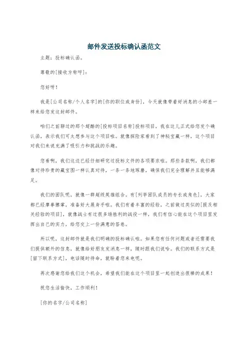 邮件发送投标确认函范文