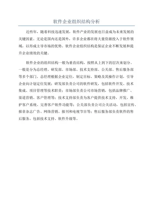 软件企业组织结构分析
