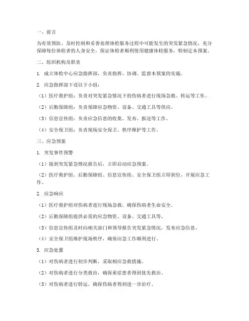 体检应急预案模板