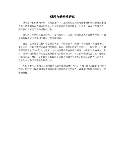 煤粉自然特性研究