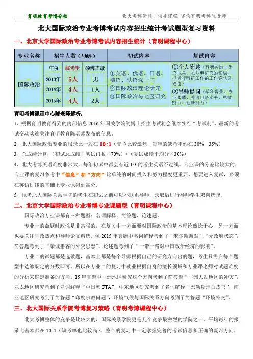北京大学国际政治考博真题