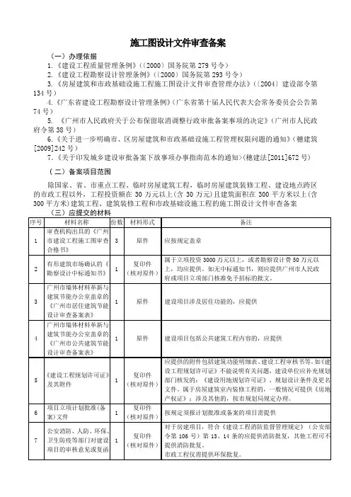 施工图设计文件审查备案办事指南