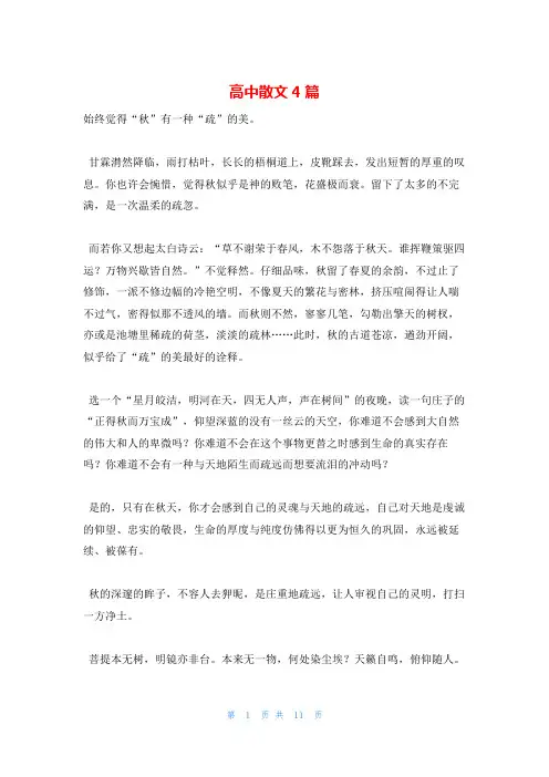 高中散文4篇