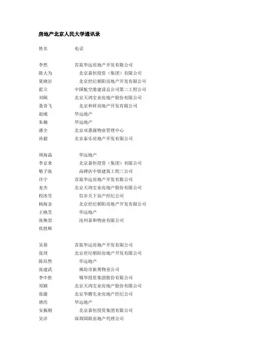 房地产北京人民大学通讯录