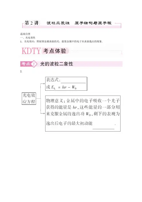 高考物理总复习 3-5-2波粒二象性原子结构与原子核讲义
