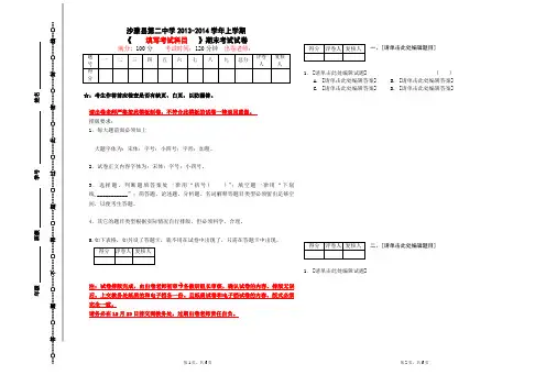 期末考试试卷模板