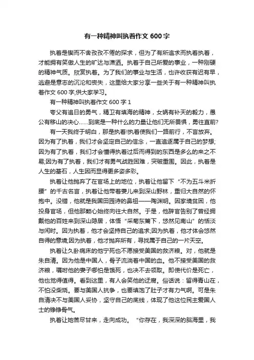 有一种精神叫执着作文600字
