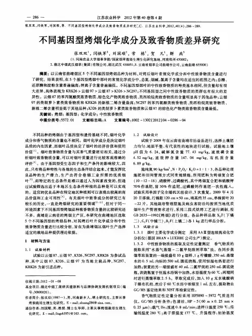 不同基因型烤烟化学成分及致香物质差异研究
