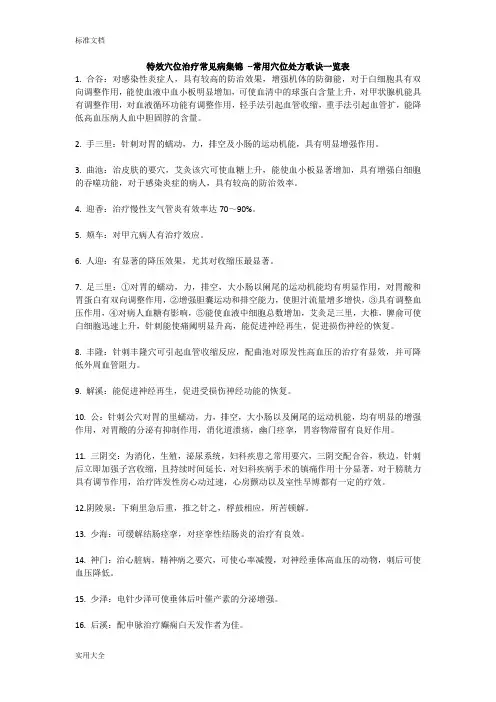 特效穴位治疗常见病集锦
